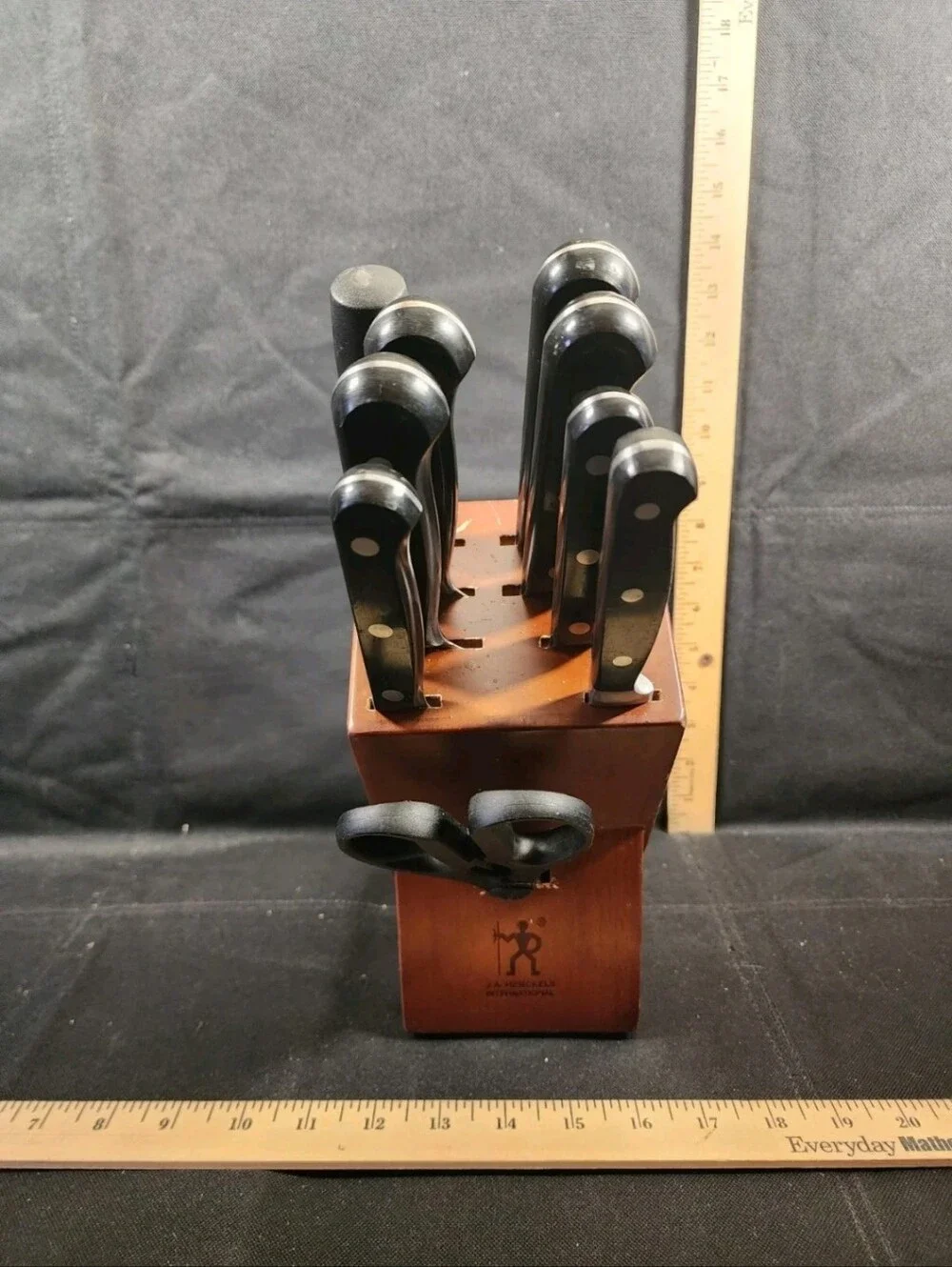 J.A. Henkels 9 Pc Knife Set With Block Used Ready2Use
